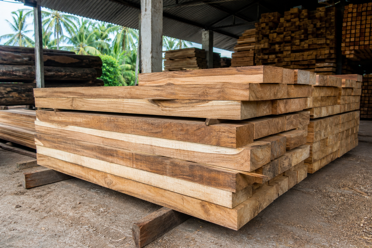 Silver oak timber stacked on bearers